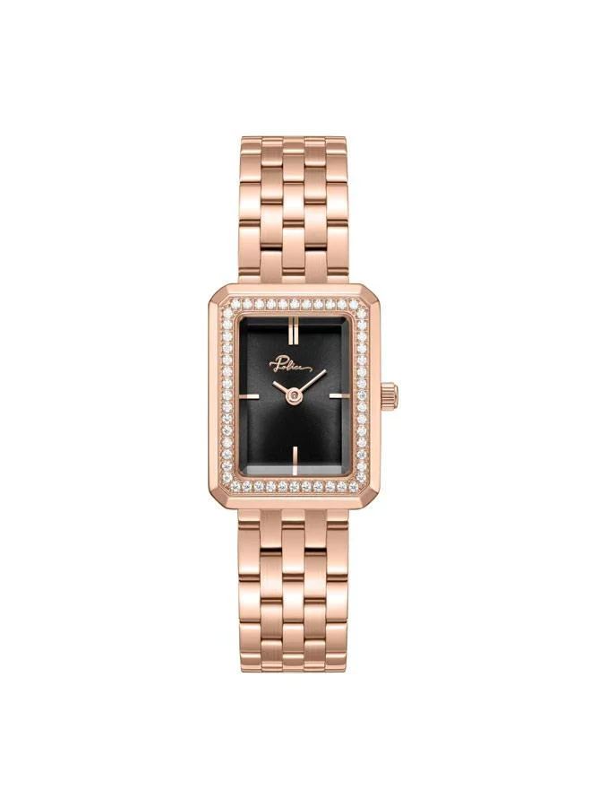 بوليس Uloya Black Dial Stainless Steel Bracelet Analog Watch for Women, 21.7mm